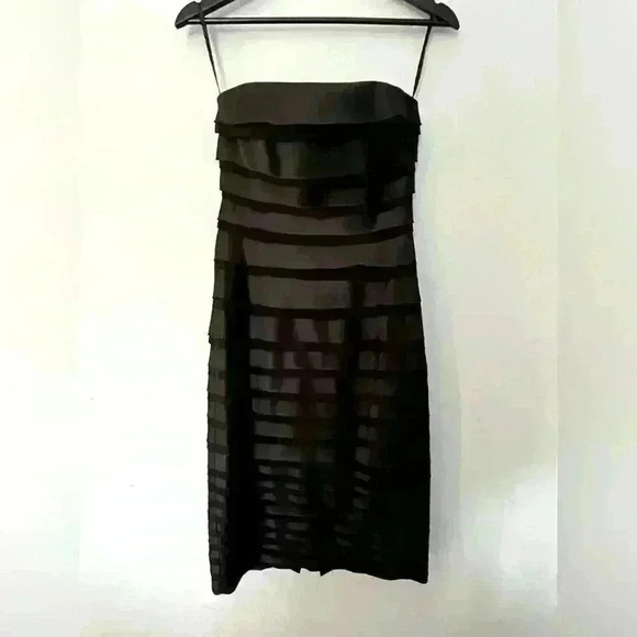 White House Black Market Dresses & Skirts - White House Black Market Ruffle Layered Satin Strapless Pencil Dress Size 2